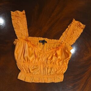 Blue Blush Orange Ruffled Crop Top